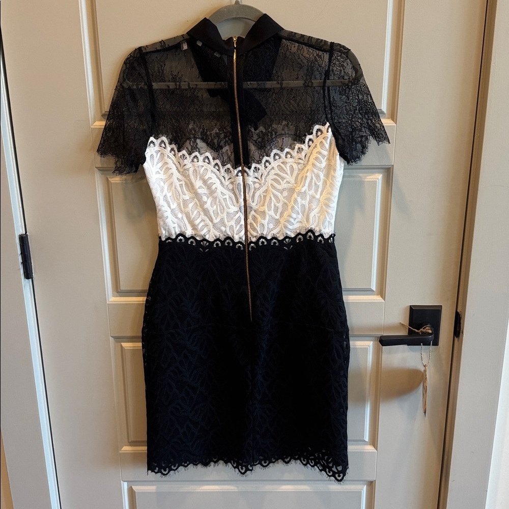 Sandro Black & White Lace Dress w Collar NWOT - Picture 9 of 11